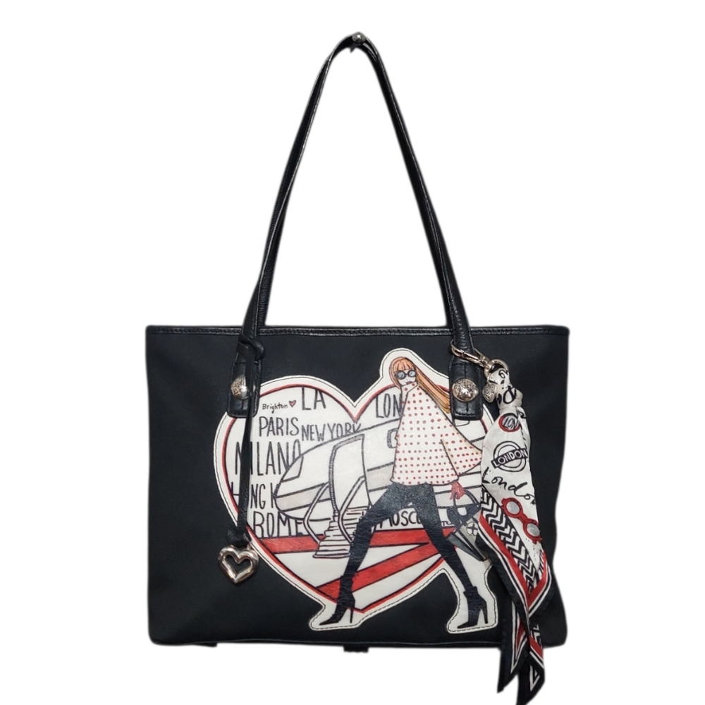 Brighton Tom Clancy Jet Set Fashionista Travel Chic Coated Canvas & Leather Tote